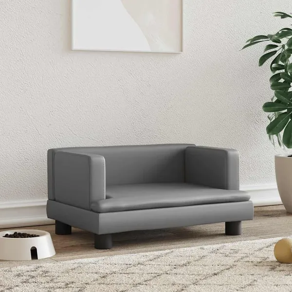 Lit pour chien gris 60x40x30 cm similicuir