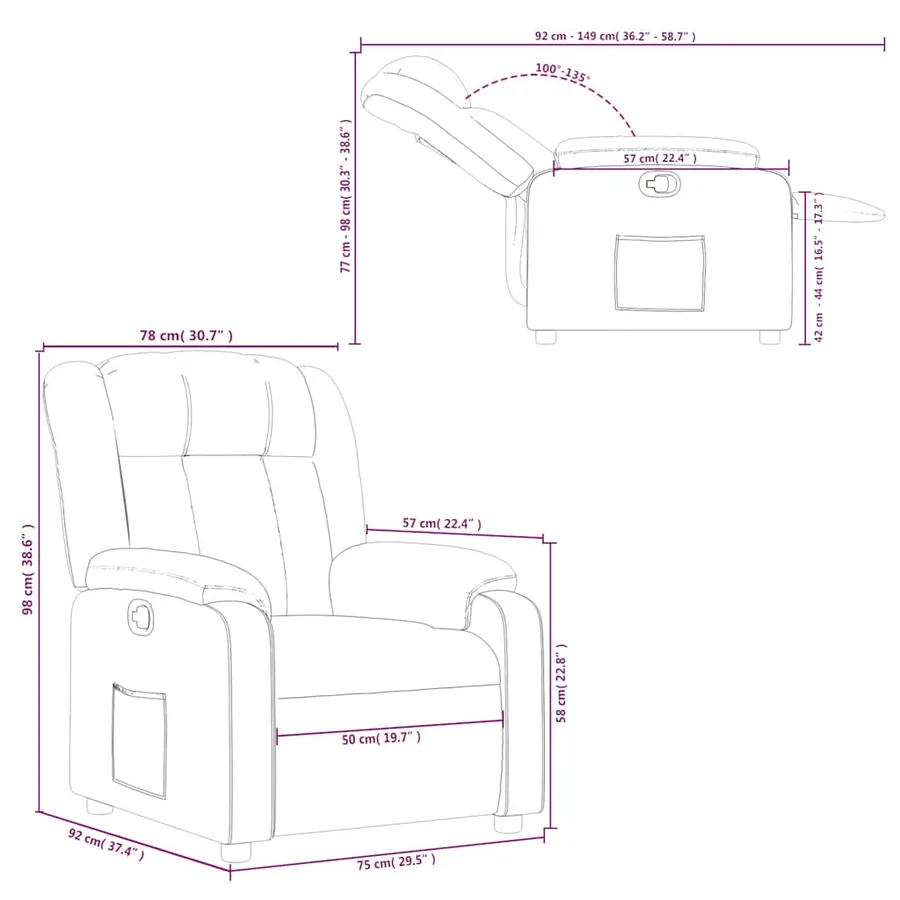 Fauteuil inclinable Rouge bordeaux Similicuir - 11