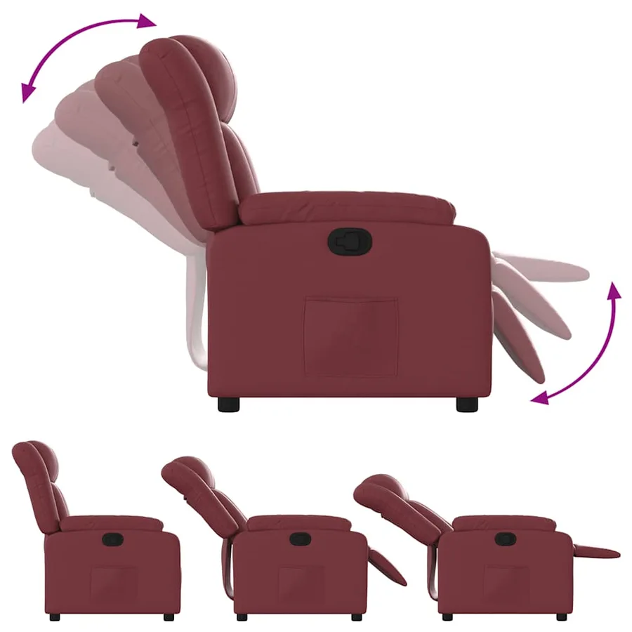 Fauteuil inclinable Rouge bordeaux Similicuir - 4