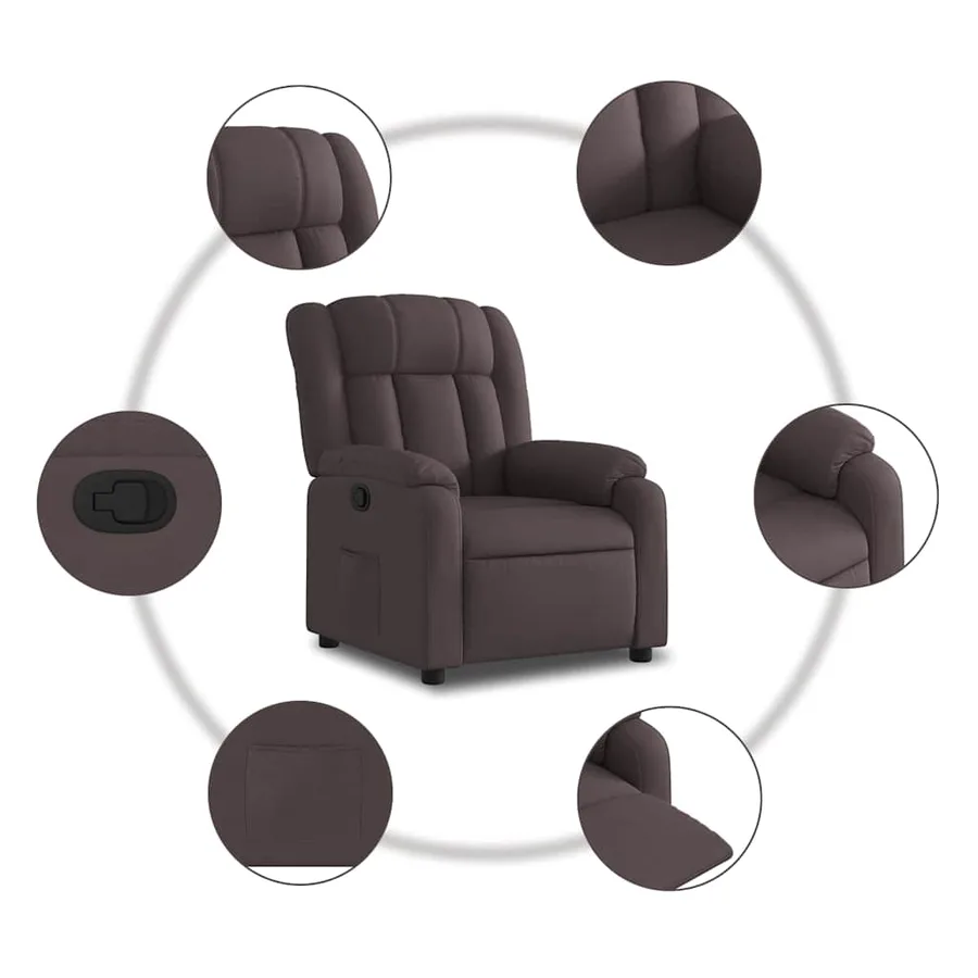 Fauteuil inclinable Marron foncé Tissu - 5