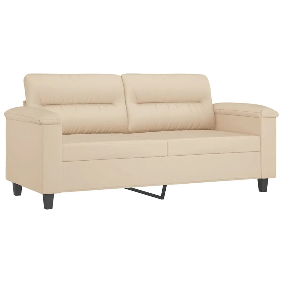 Ensemble de canapés 2 pcs avec coussins crème tissu microfibre - 4