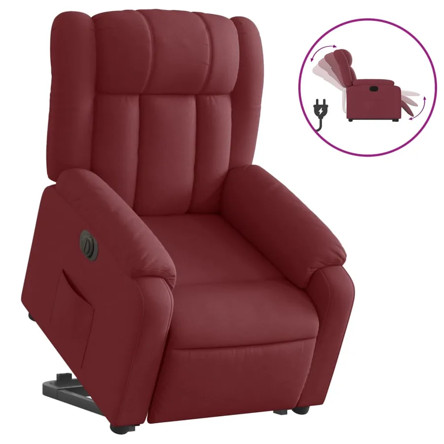 Fauteuil inclinable électrique rouge bordeaux tissu - 2