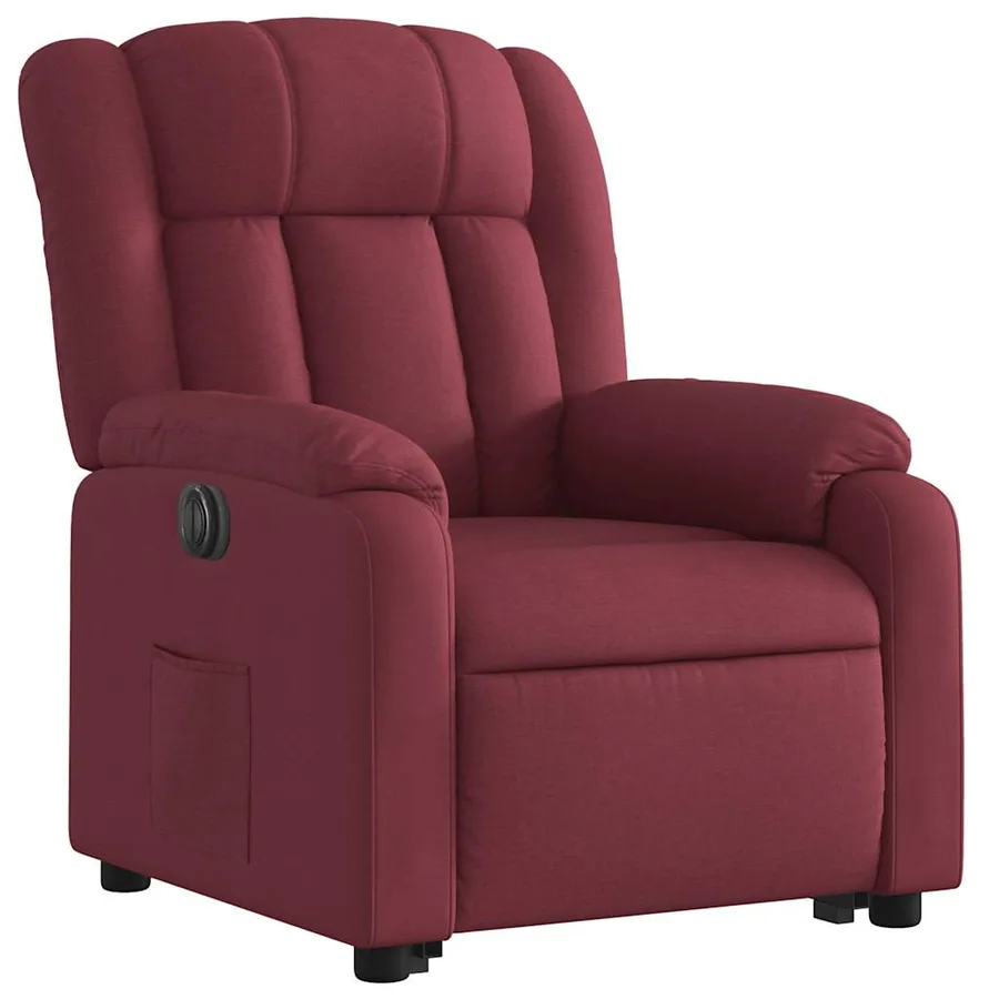 Fauteuil inclinable électrique rouge bordeaux tissu - 4