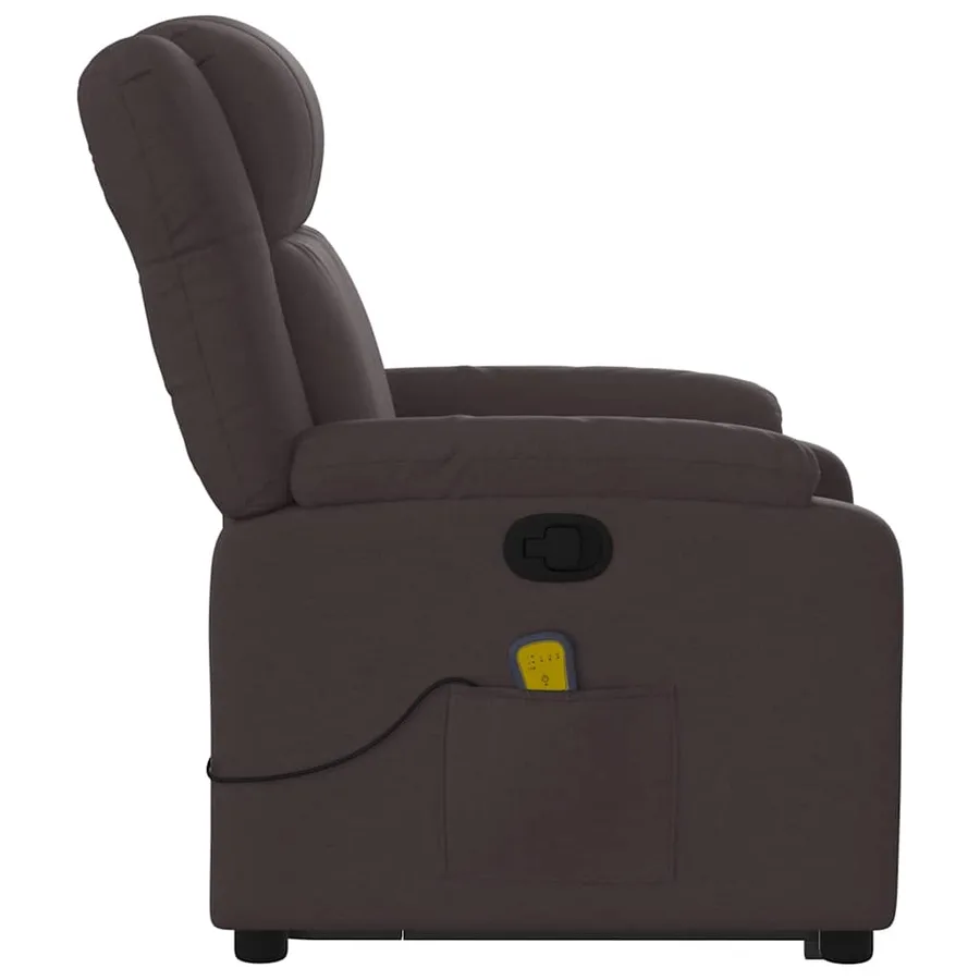 Fauteuil inclinable de massage Marron foncé Tissu - 10