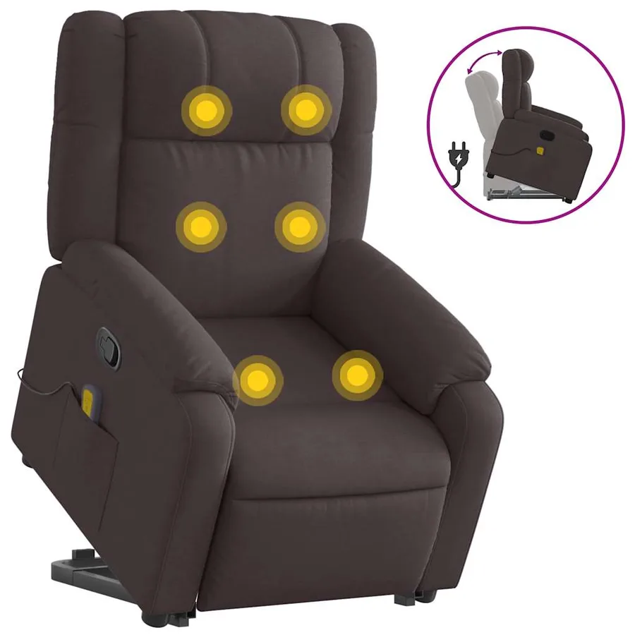 Fauteuil inclinable de massage Marron foncé Tissu - 2