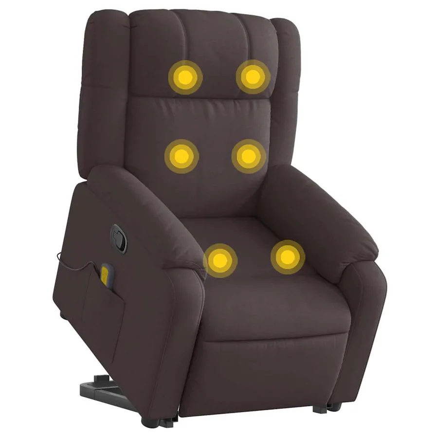Fauteuil inclinable de massage Marron foncé Tissu - 3