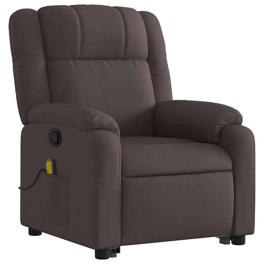 Fauteuil inclinable de massage Marron foncé Tissu - 4
