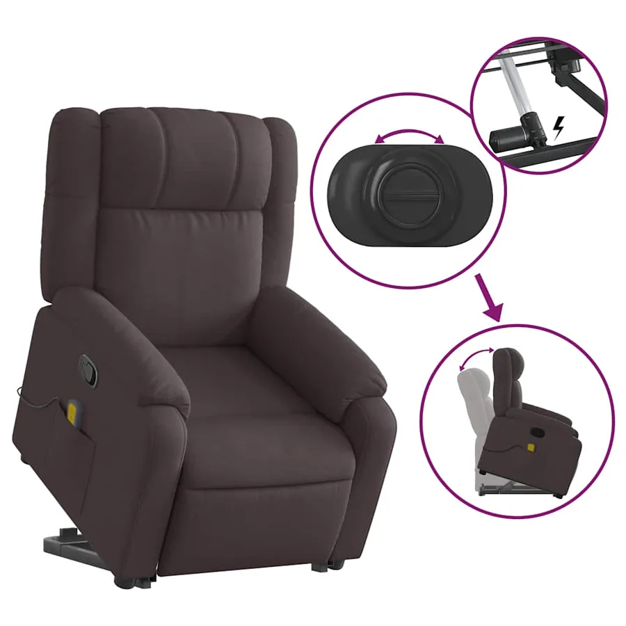 Fauteuil inclinable de massage Marron foncé Tissu - 6