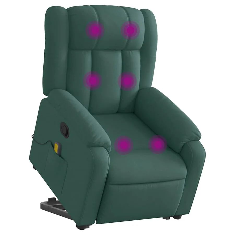 Fauteuil inclinable de massage Vert foncé Tissu - 3