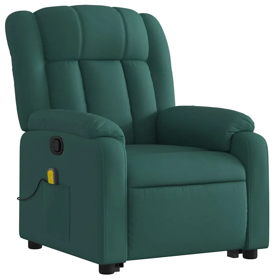 Fauteuil inclinable de massage Vert foncé Tissu - 4