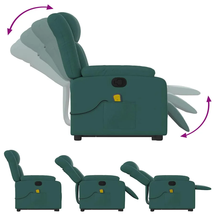 Fauteuil inclinable de massage Vert foncé Tissu - 7