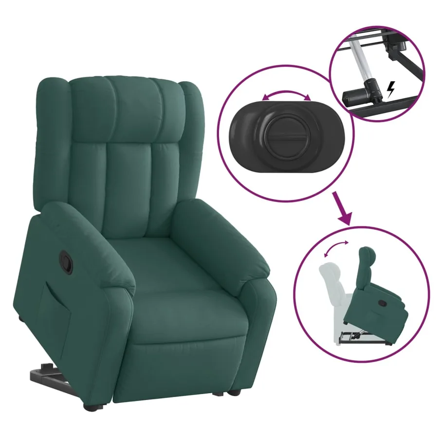 Fauteuil inclinable vert foncé tissu - 6