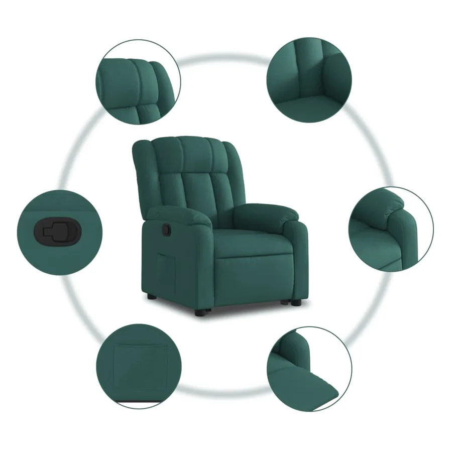 Fauteuil inclinable vert foncé tissu - 8