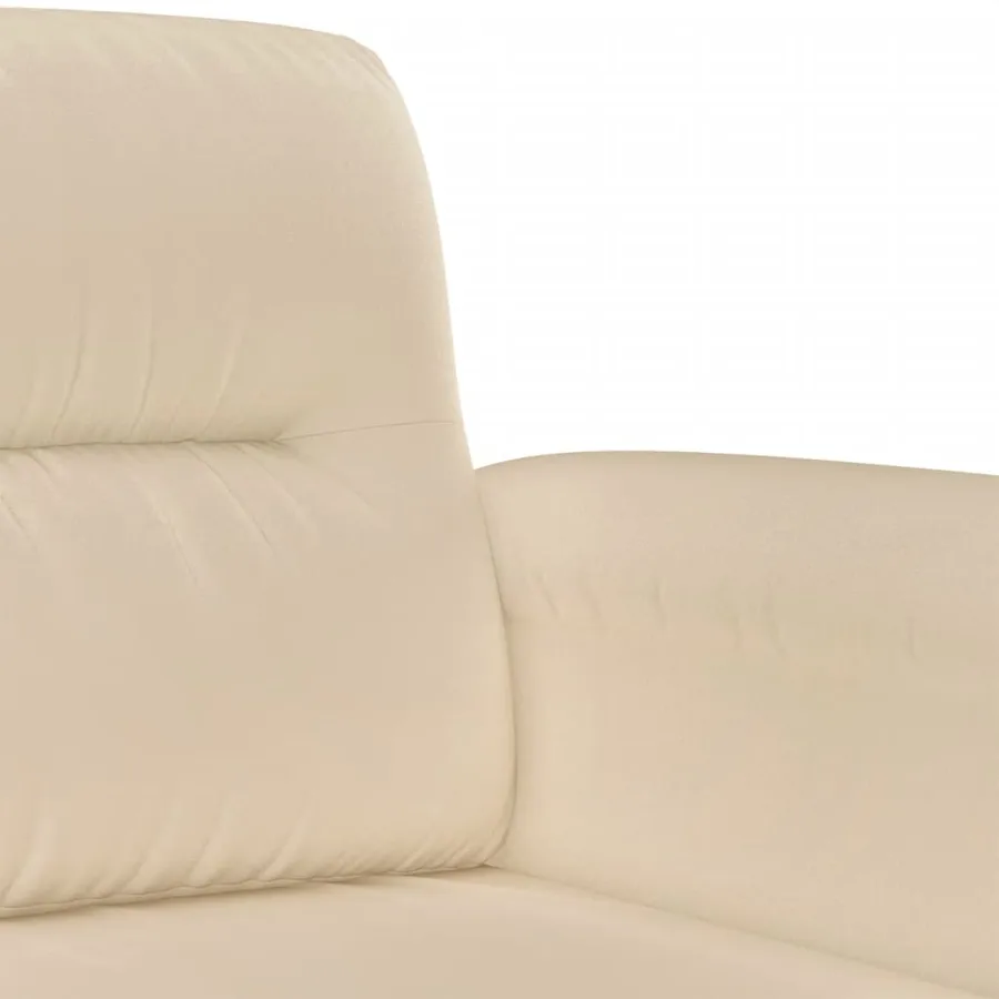 Ensemble de canapés 3 pcs avec coussins crème tissu microfibre - 6