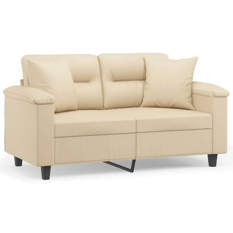 Canapé 2 places avec oreillers crème 120 cm tissu microfibre - 2