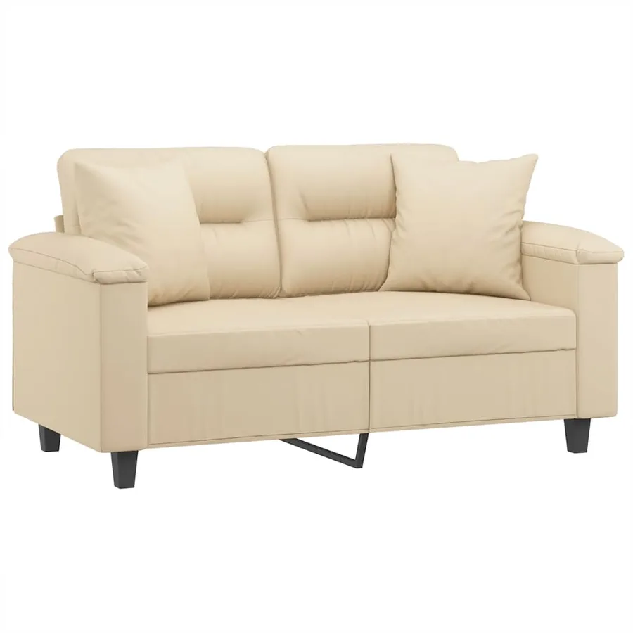 Canapé 2 places avec oreillers crème 120 cm tissu microfibre - 3