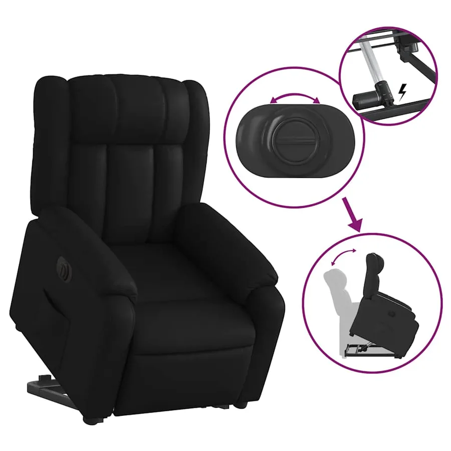 Fauteuil inclinable électrique noir similicuir - 11