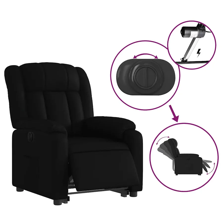Fauteuil inclinable électrique noir similicuir - 6