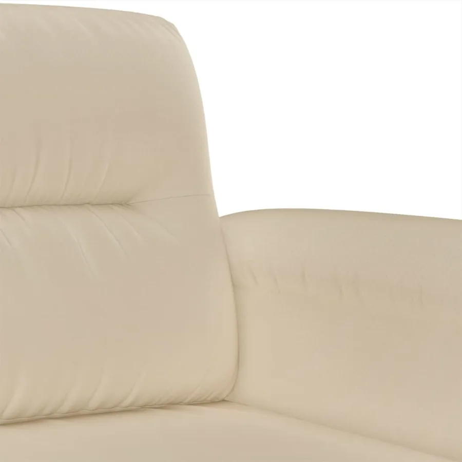 Ensemble de canapés 3 pcs avec coussins crème tissu microfibre - 6