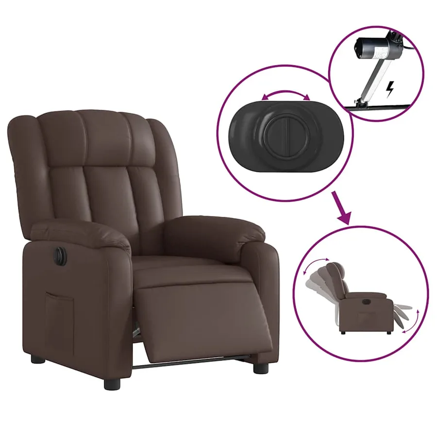 Fauteuil inclinable électrique Marron Similicuir - 6