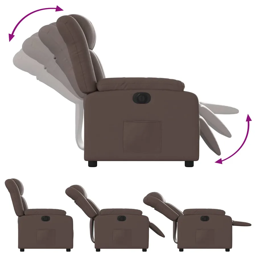 Fauteuil inclinable électrique Marron Similicuir - 7
