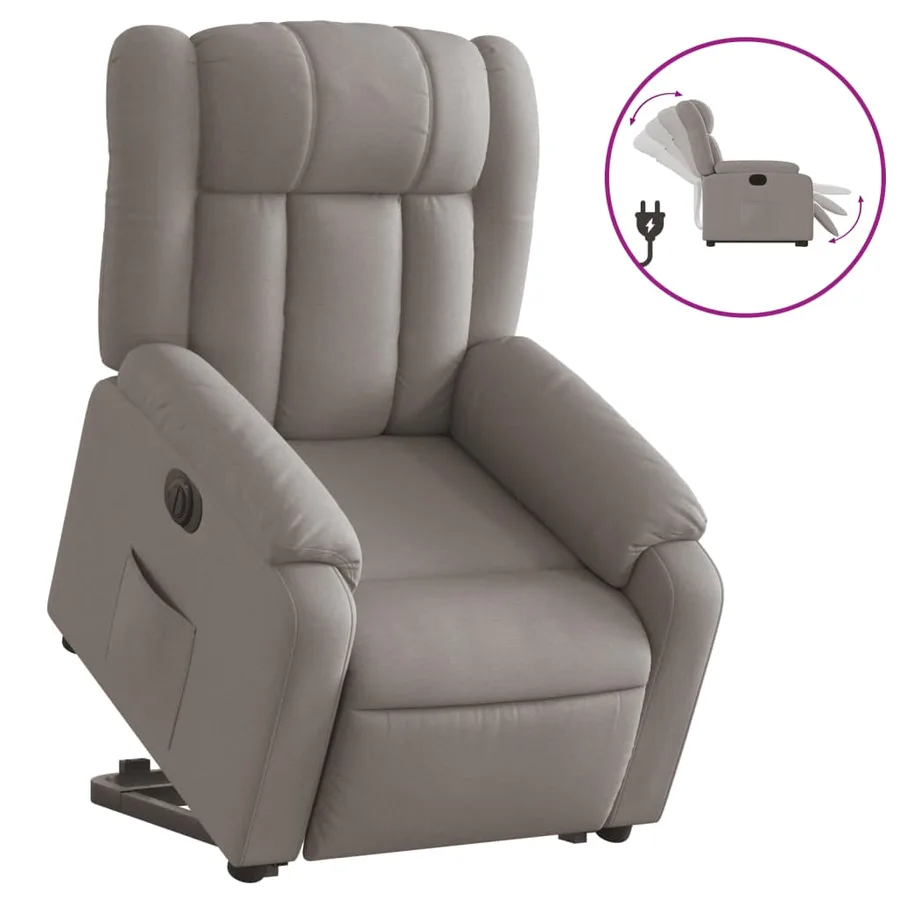 Fauteuil inclinable électrique taupe tissu - 2