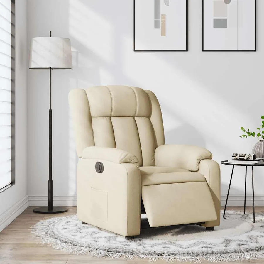 Fauteuil inclinable électrique Crème Tissu - 16
