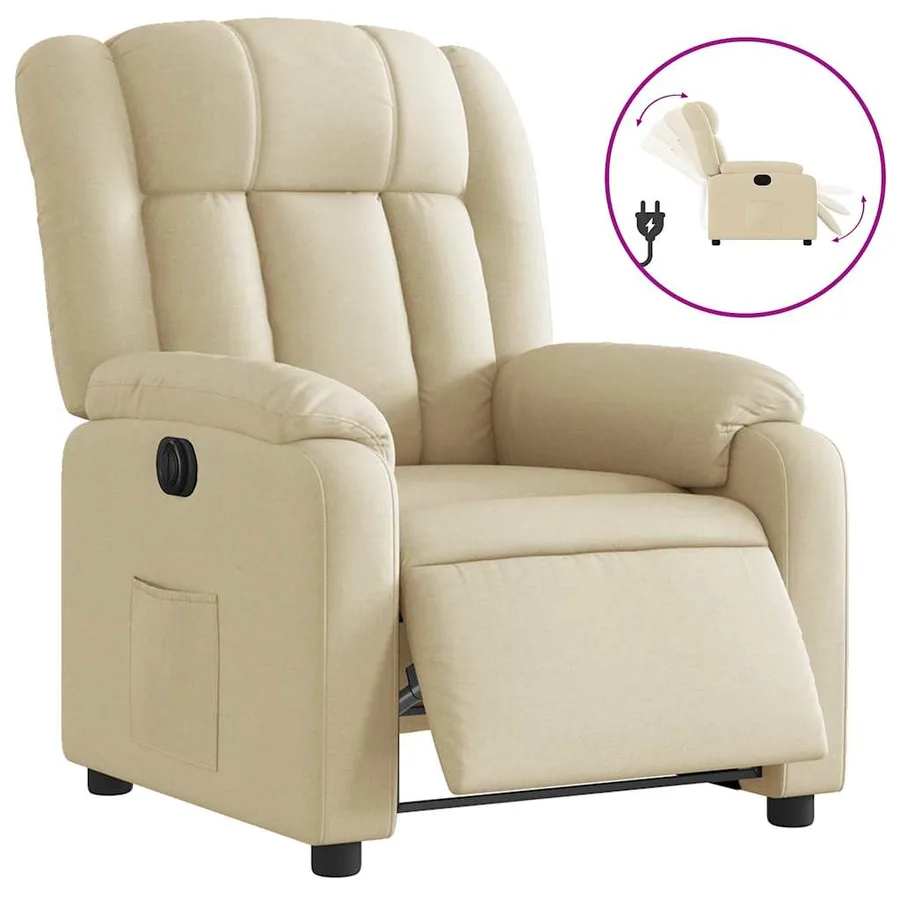 Fauteuil inclinable électrique Crème Tissu - 2