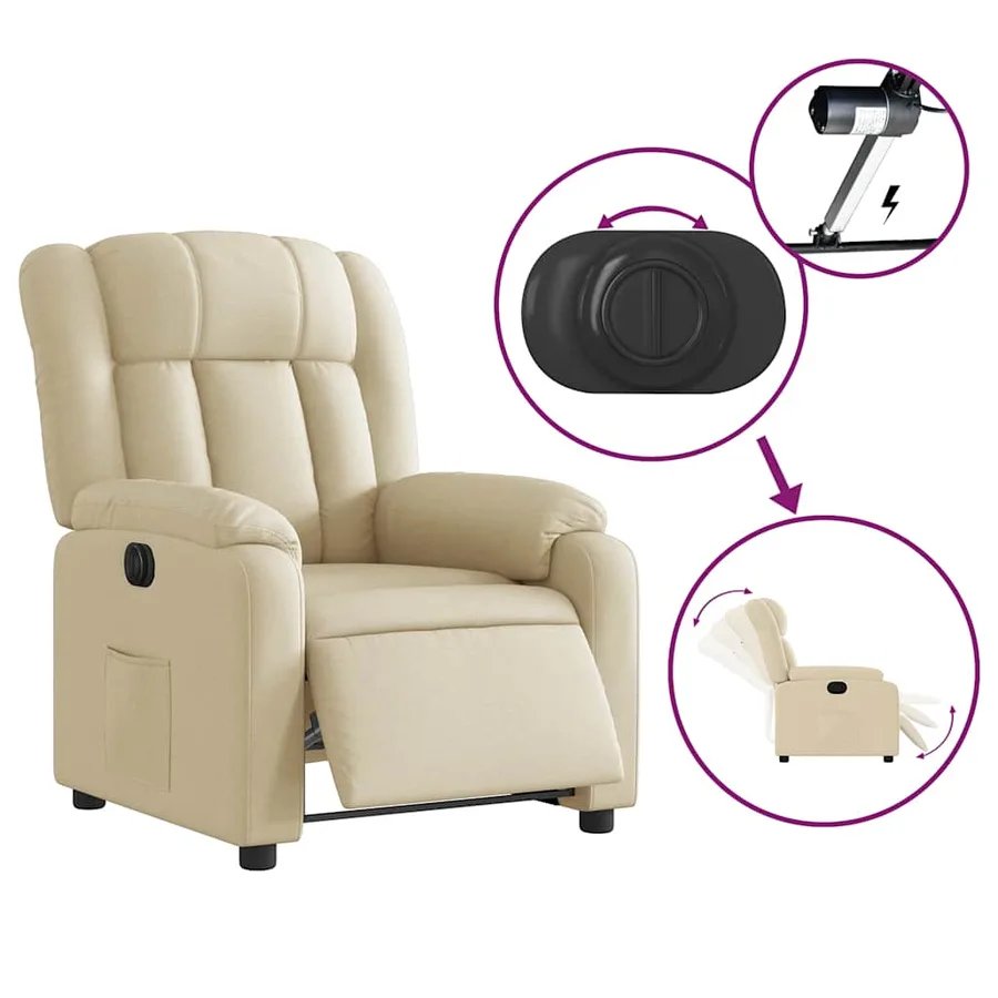 Fauteuil inclinable électrique Crème Tissu - 6