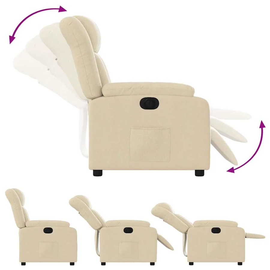 Fauteuil inclinable électrique Crème Tissu - 7
