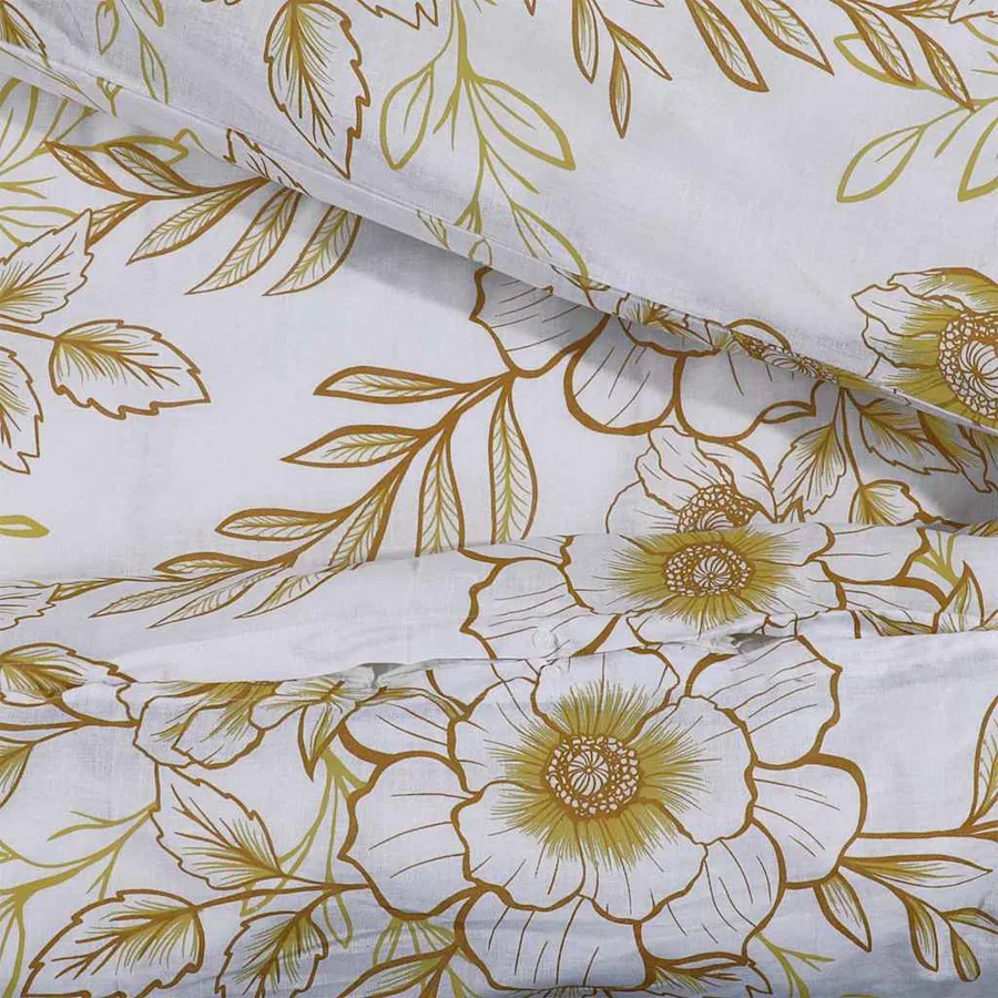 Ensemble de housse de couette blanc et marron 155x220 cm Coton - 4