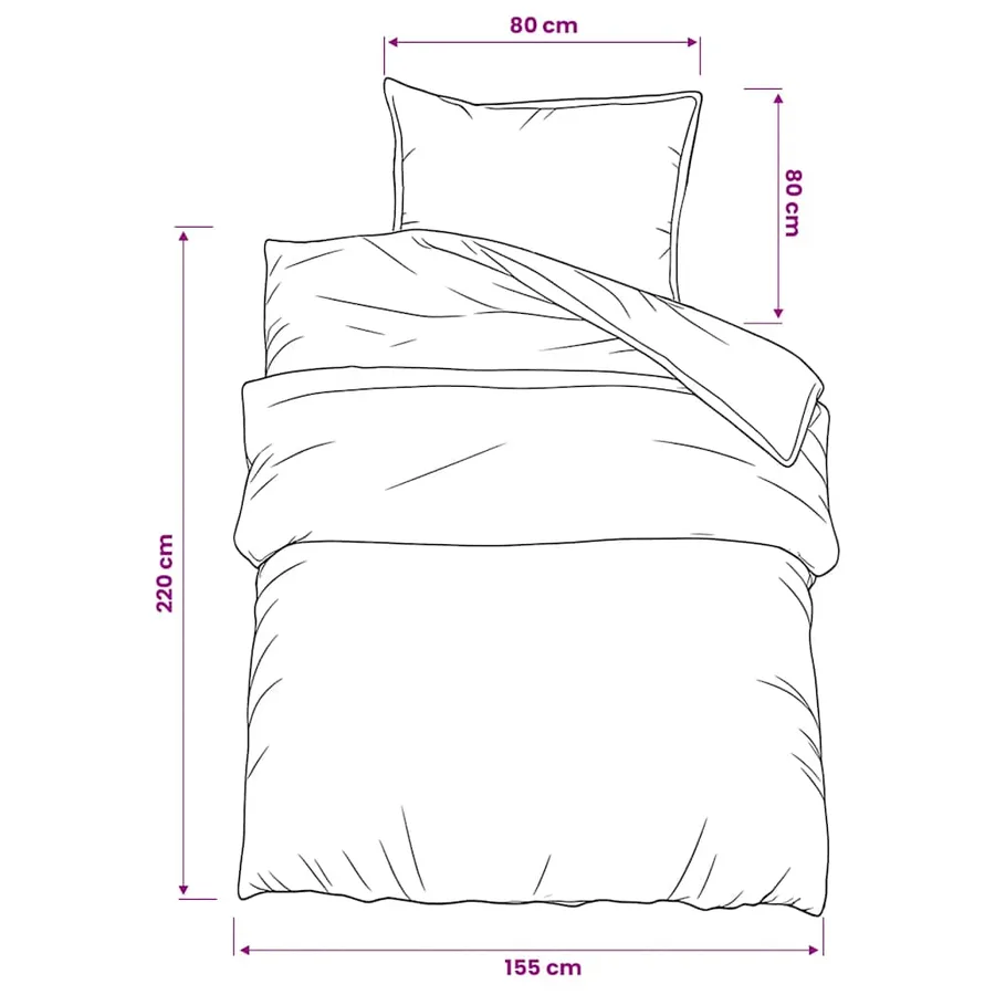 Ensemble de housse de couette blanc et marron 155x220 cm Coton - 6