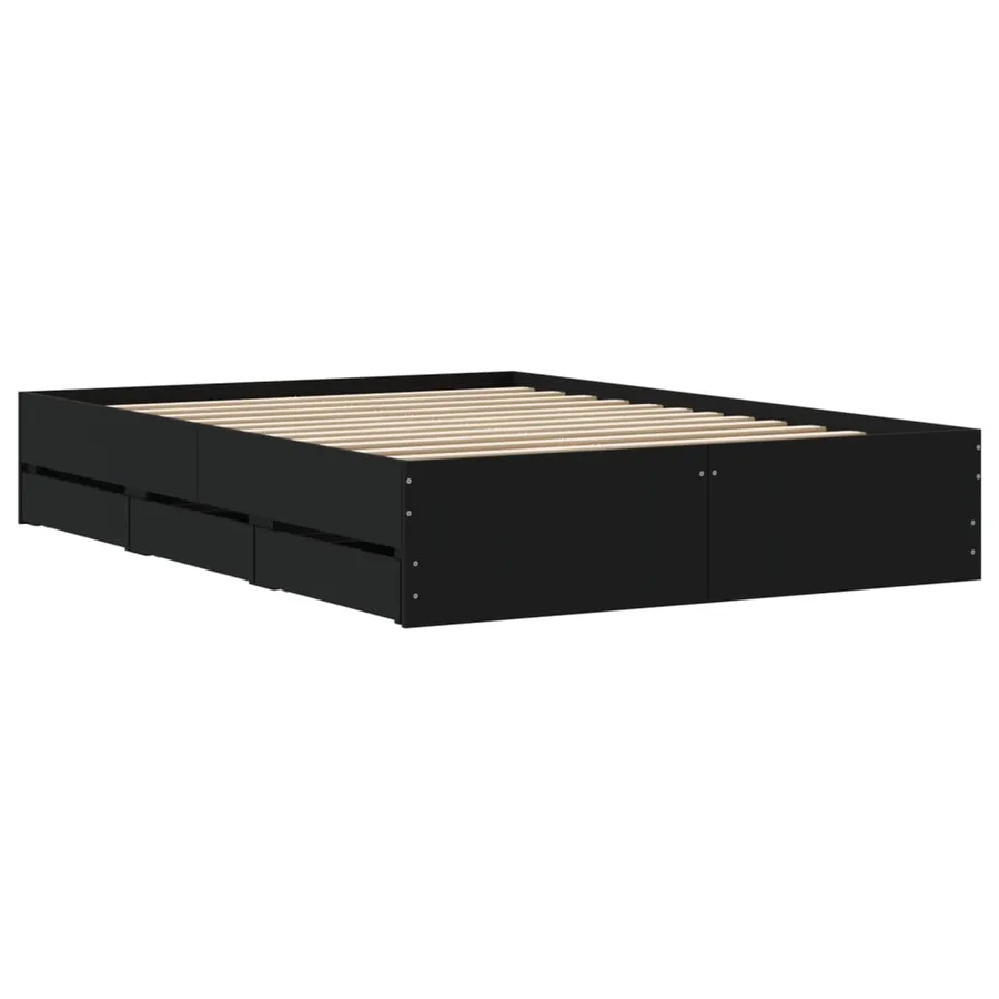 Cadre de lit avec tiroirs sans matelas noir 120x200 cm - 8