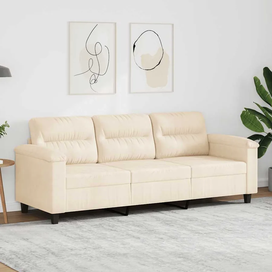 Canapé à 3 places Beige 180 cm Tissu microfibre