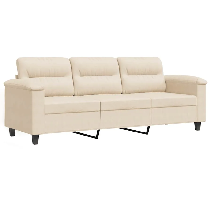 Canapé à 3 places Beige 180 cm Tissu microfibre - 2