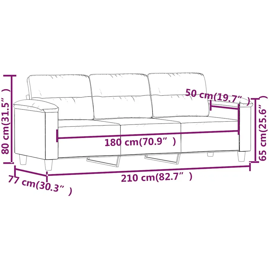 Canapé à 3 places Beige 180 cm Tissu microfibre - 9