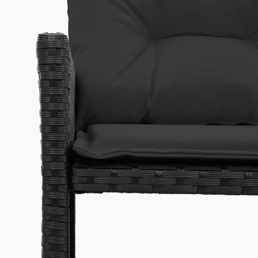 Canapé de jardin avec table et coussins en forme de L noir - 8