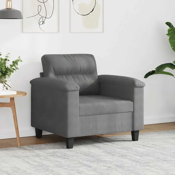 Fauteuil gris foncé 60 cm tissu microfibre