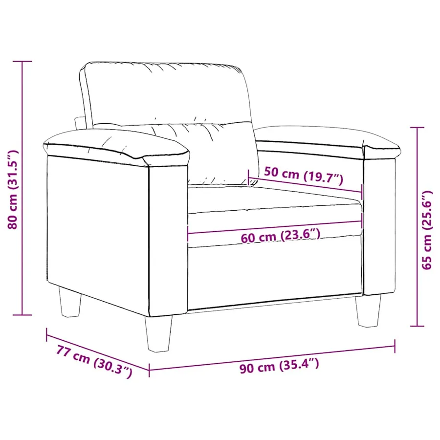 Fauteuil gris foncé 60 cm tissu microfibre - 9