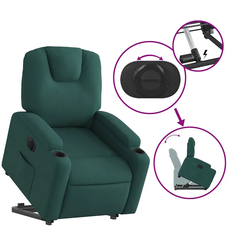 Fauteuil inclinable électrique vert foncé tissu - 11