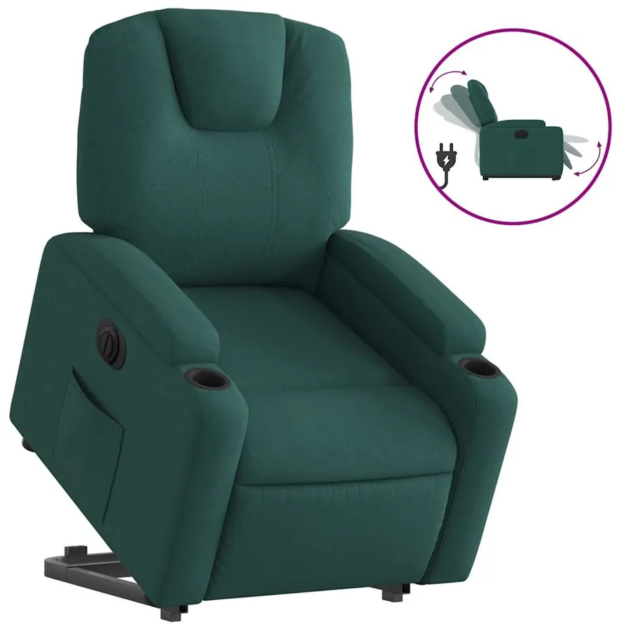 Fauteuil inclinable électrique vert foncé tissu - 2