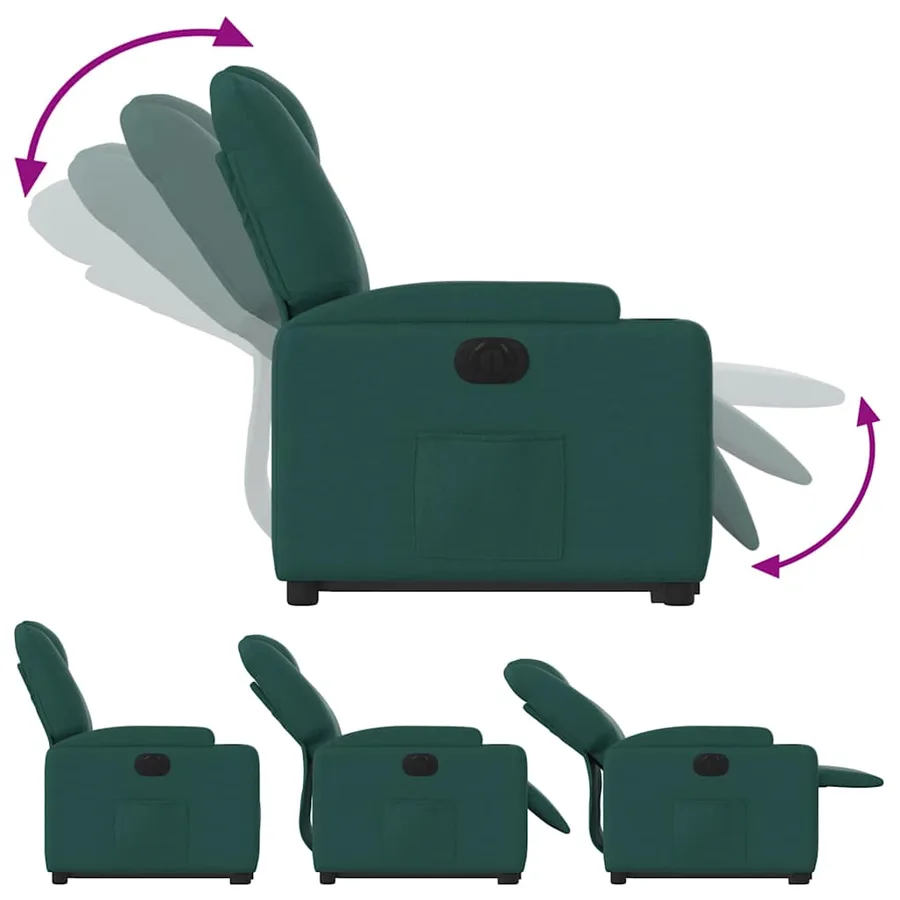 Fauteuil inclinable électrique vert foncé tissu - 7