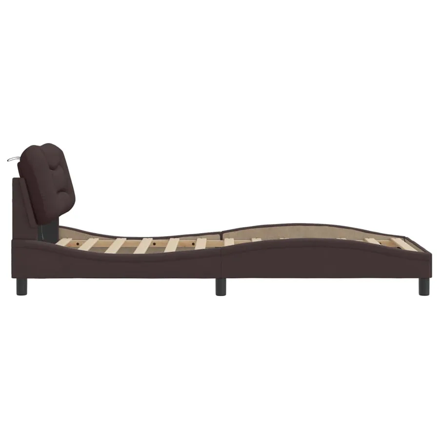 Cadre de lit avec LED sans matelas Hvar marron foncé 80x200 cm tissu - 8