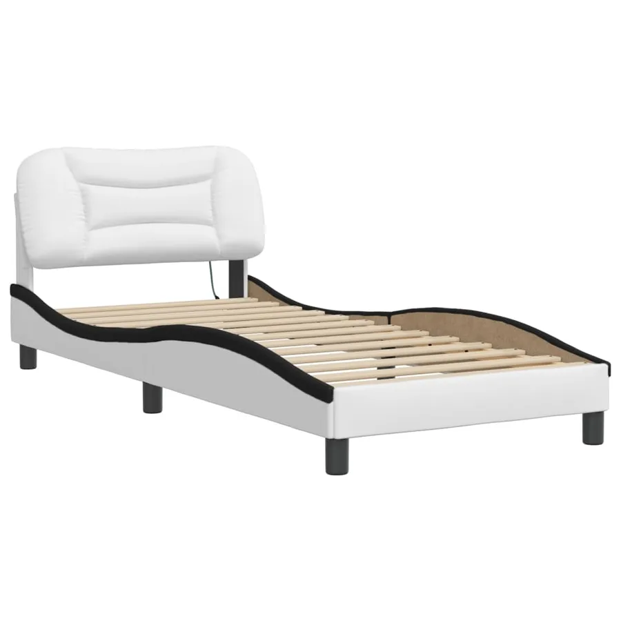Cadre de lit avec LED sans matelas Hvar blanc et noir 80x200 cm - 3