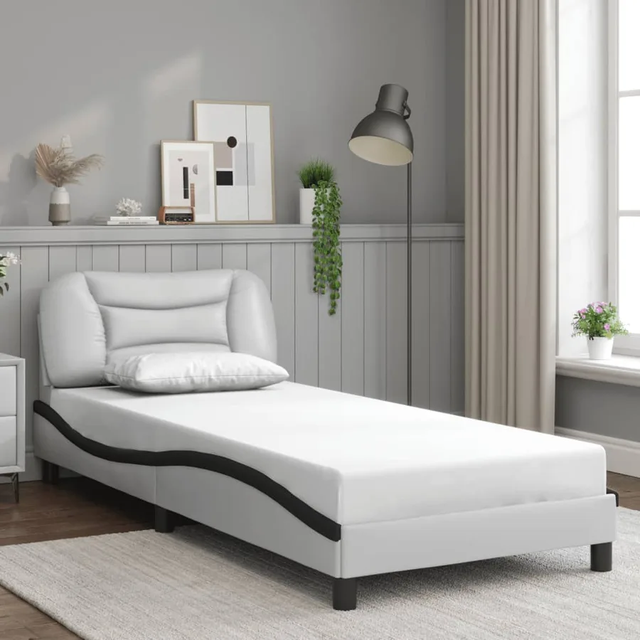 Cadre de lit avec LED sans matelas Hvar blanc et noir 80x200 cm - 4
