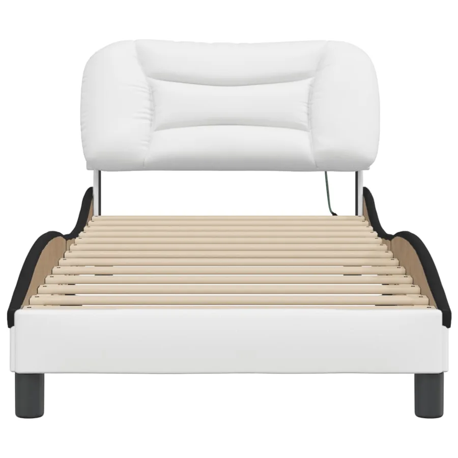 Cadre de lit avec LED sans matelas Hvar blanc et noir 80x200 cm - 6