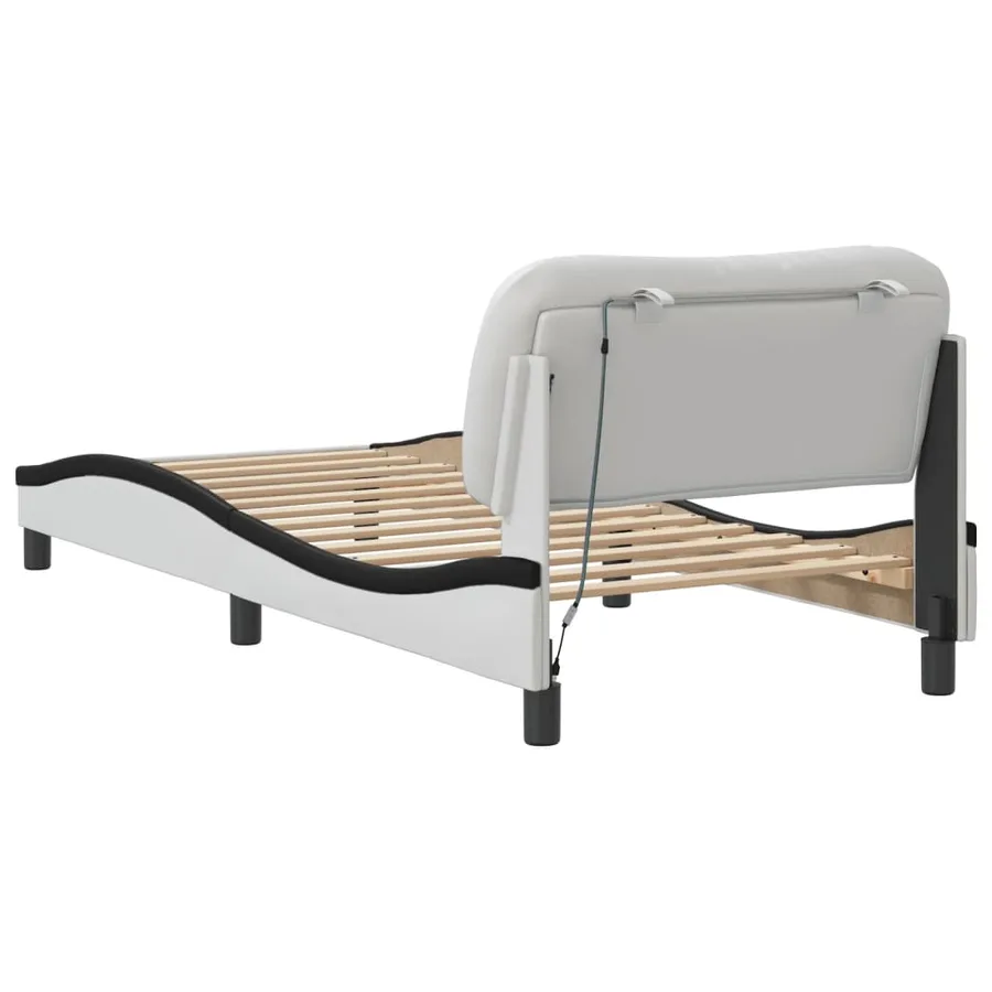Cadre de lit avec LED sans matelas Hvar blanc et noir 80x200 cm - 9