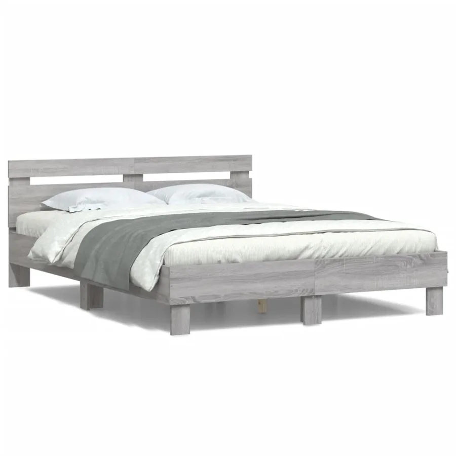 Cadre de lit avec LED sans matelas sonoma gris 140x200 cm - 5