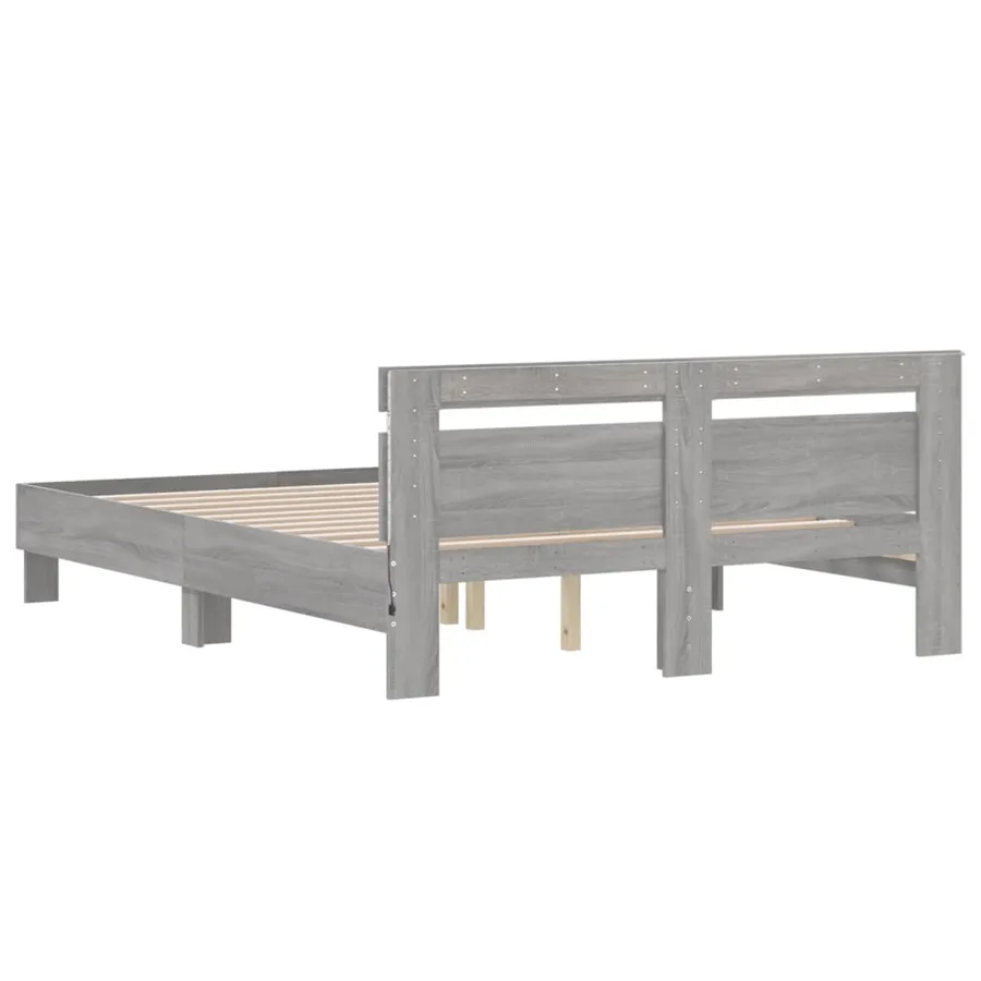 Cadre de lit avec LED sans matelas sonoma gris 140x200 cm - 9