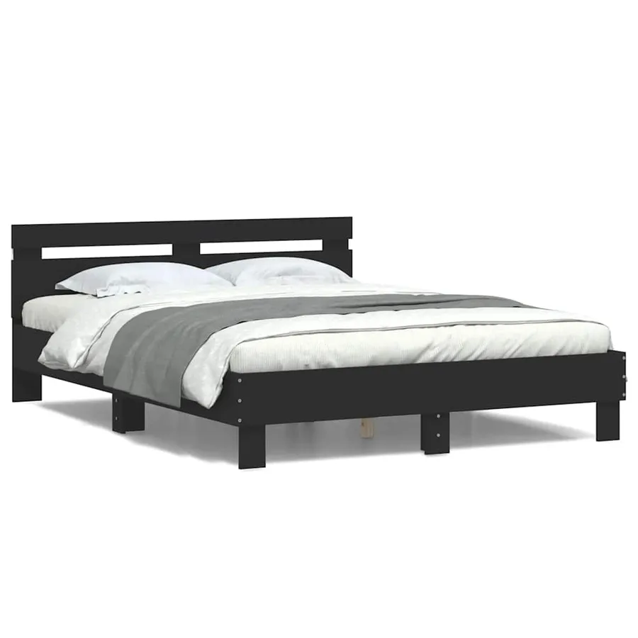 Cadre de lit avec LED sans matelas noir 140x200 cm - 5